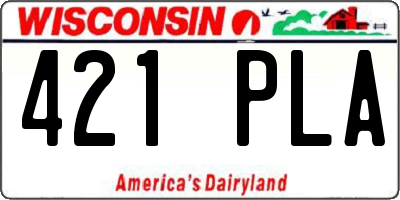 WI license plate 421PLA