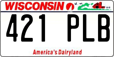 WI license plate 421PLB