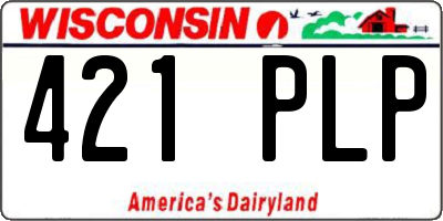 WI license plate 421PLP