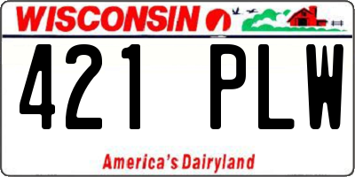 WI license plate 421PLW