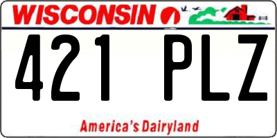 WI license plate 421PLZ
