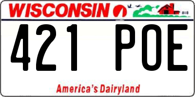 WI license plate 421POE