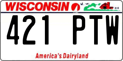 WI license plate 421PTW
