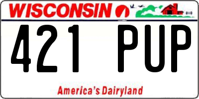 WI license plate 421PUP