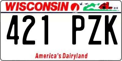 WI license plate 421PZK