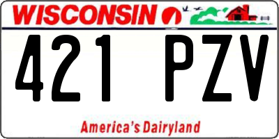WI license plate 421PZV