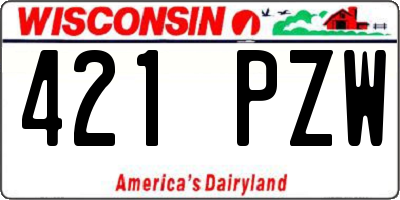 WI license plate 421PZW