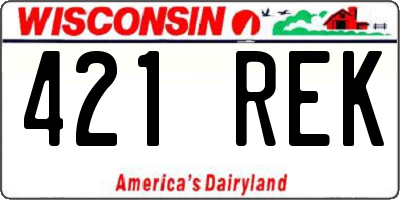 WI license plate 421REK