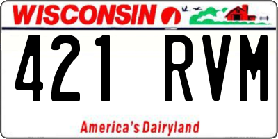 WI license plate 421RVM