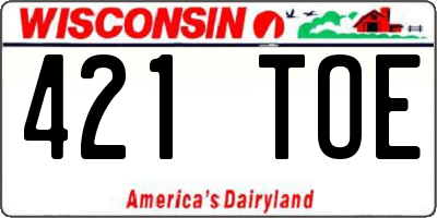 WI license plate 421TOE