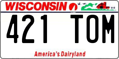 WI license plate 421TOM