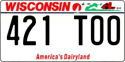 WI license plate 421TOO