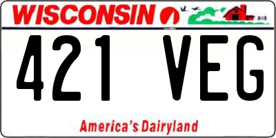 WI license plate 421VEG
