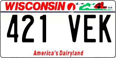 WI license plate 421VEK
