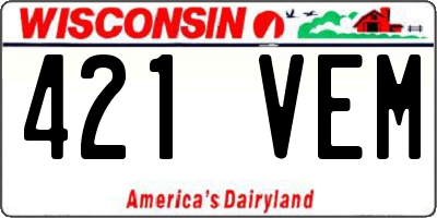 WI license plate 421VEM