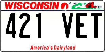 WI license plate 421VET