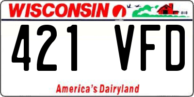 WI license plate 421VFD