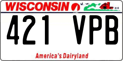 WI license plate 421VPB