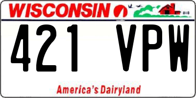 WI license plate 421VPW
