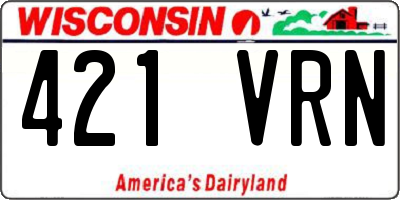WI license plate 421VRN