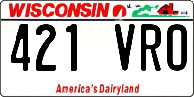 WI license plate 421VRO