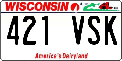 WI license plate 421VSK