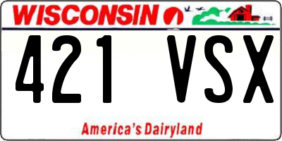 WI license plate 421VSX