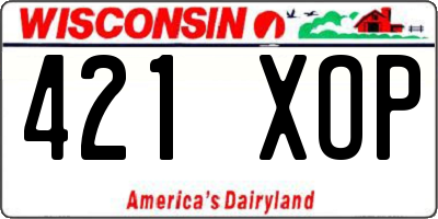 WI license plate 421XOP