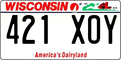 WI license plate 421XOY