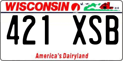 WI license plate 421XSB
