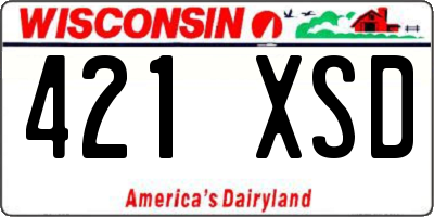 WI license plate 421XSD