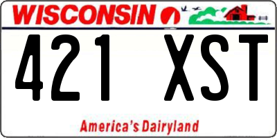 WI license plate 421XST