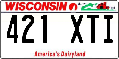 WI license plate 421XTI