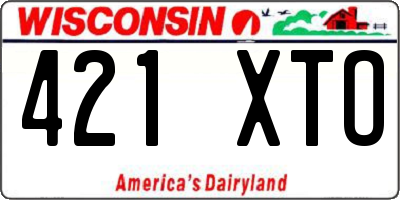 WI license plate 421XTO