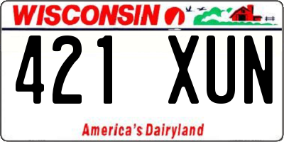 WI license plate 421XUN