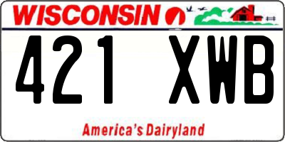 WI license plate 421XWB