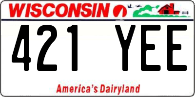 WI license plate 421YEE
