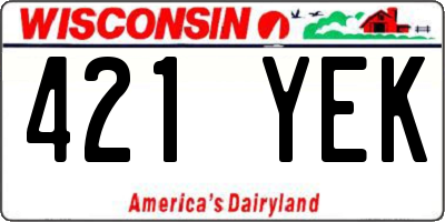 WI license plate 421YEK