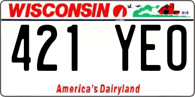 WI license plate 421YEO