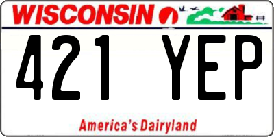 WI license plate 421YEP