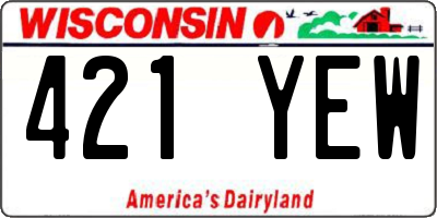 WI license plate 421YEW