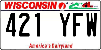 WI license plate 421YFW