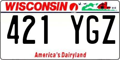 WI license plate 421YGZ