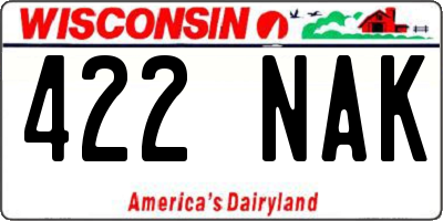 WI license plate 422NAK