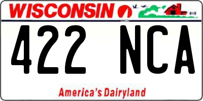 WI license plate 422NCA