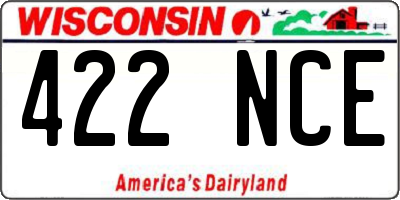 WI license plate 422NCE