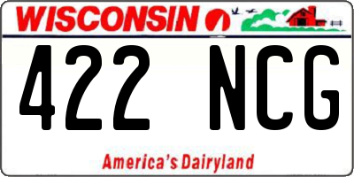 WI license plate 422NCG