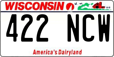 WI license plate 422NCW