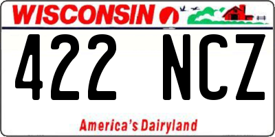 WI license plate 422NCZ