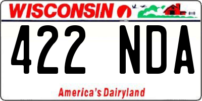 WI license plate 422NDA